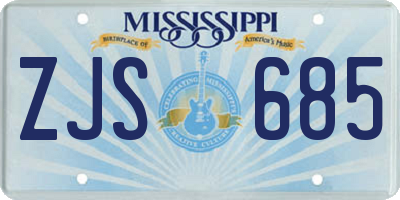 MS license plate ZJS685