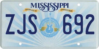 MS license plate ZJS692