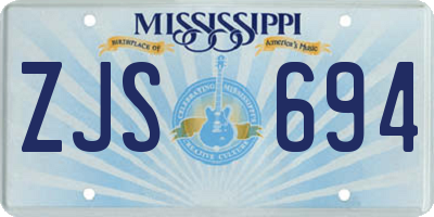 MS license plate ZJS694