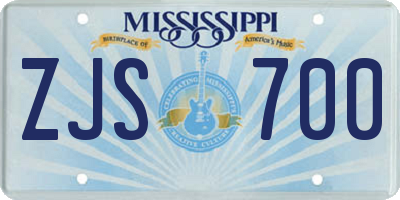 MS license plate ZJS700