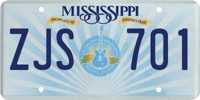 MS license plate ZJS701