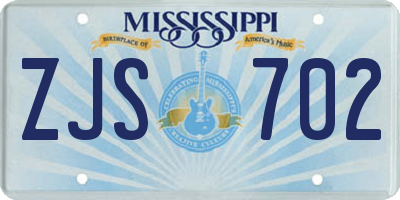 MS license plate ZJS702
