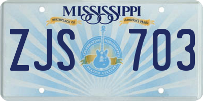 MS license plate ZJS703