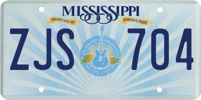 MS license plate ZJS704