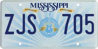 MS license plate ZJS705
