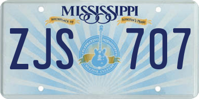 MS license plate ZJS707