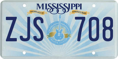 MS license plate ZJS708