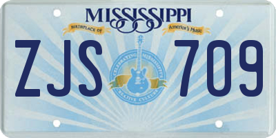 MS license plate ZJS709