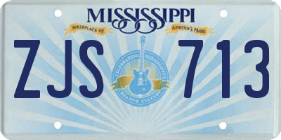 MS license plate ZJS713