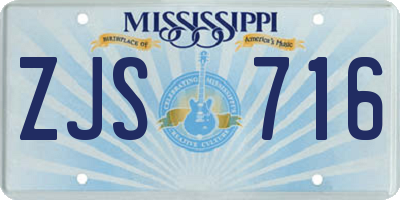 MS license plate ZJS716
