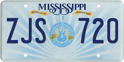 MS license plate ZJS720