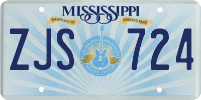MS license plate ZJS724