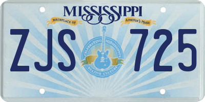 MS license plate ZJS725