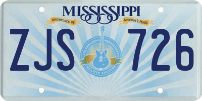 MS license plate ZJS726