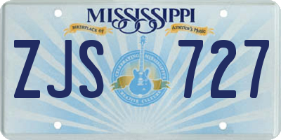 MS license plate ZJS727