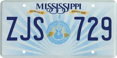 MS license plate ZJS729