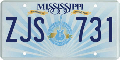 MS license plate ZJS731