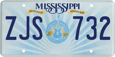 MS license plate ZJS732