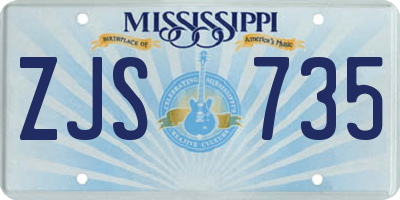 MS license plate ZJS735