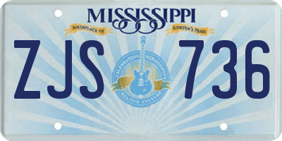 MS license plate ZJS736