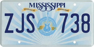MS license plate ZJS738