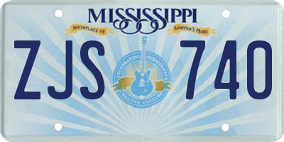 MS license plate ZJS740