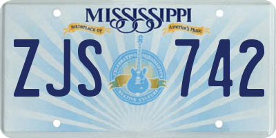MS license plate ZJS742