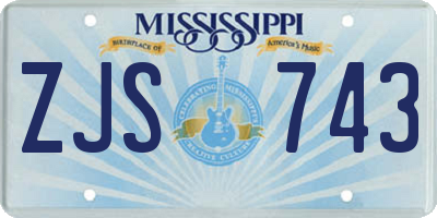 MS license plate ZJS743