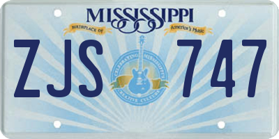 MS license plate ZJS747