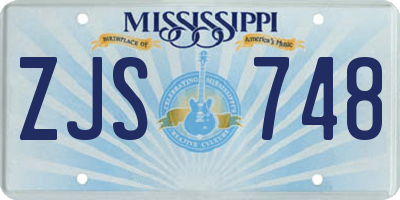 MS license plate ZJS748