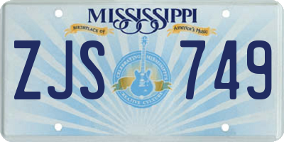 MS license plate ZJS749