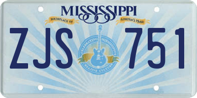 MS license plate ZJS751