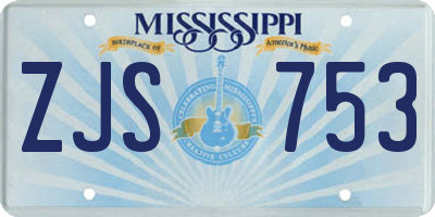 MS license plate ZJS753
