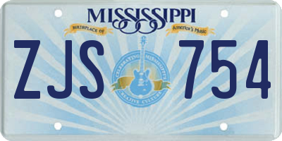 MS license plate ZJS754