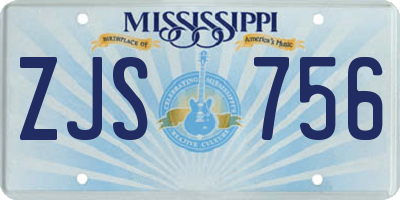 MS license plate ZJS756