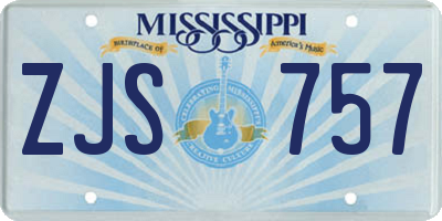 MS license plate ZJS757
