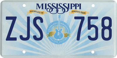 MS license plate ZJS758