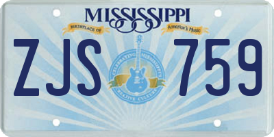 MS license plate ZJS759
