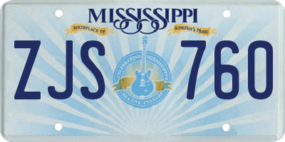 MS license plate ZJS760