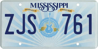 MS license plate ZJS761