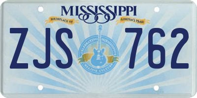 MS license plate ZJS762