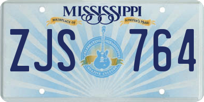 MS license plate ZJS764