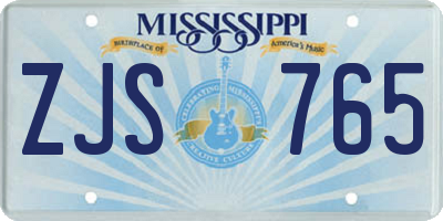MS license plate ZJS765