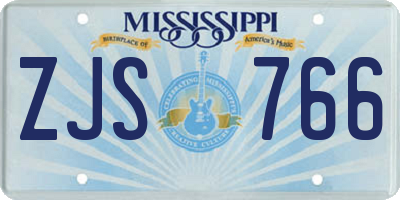 MS license plate ZJS766
