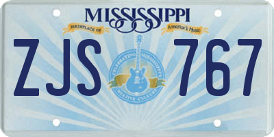 MS license plate ZJS767