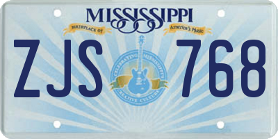 MS license plate ZJS768