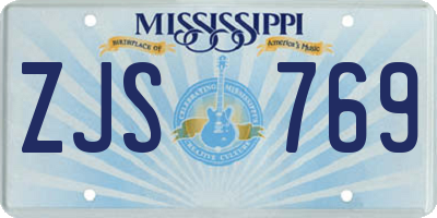 MS license plate ZJS769
