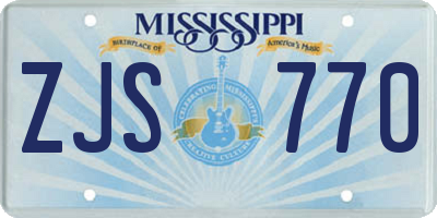 MS license plate ZJS770