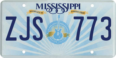 MS license plate ZJS773