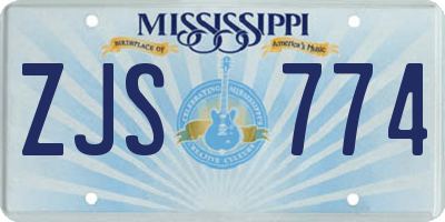 MS license plate ZJS774